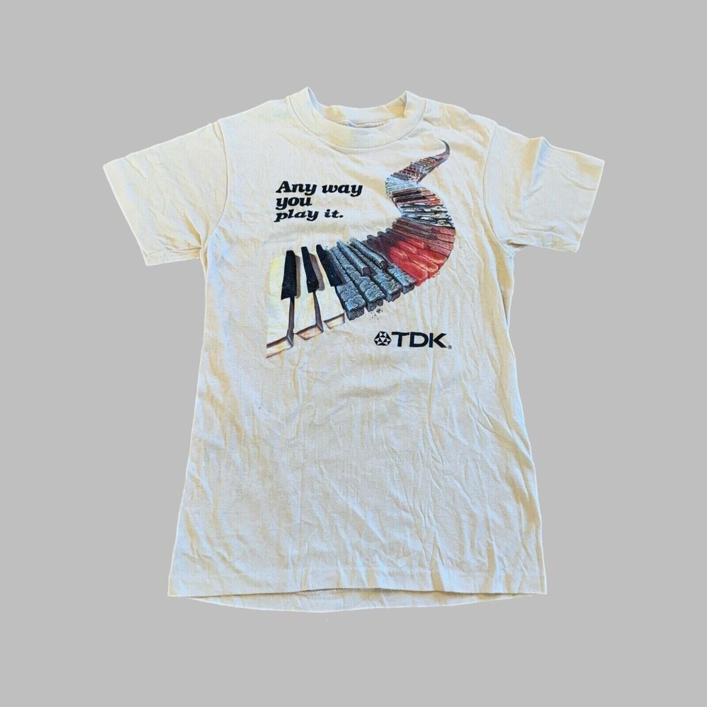 TDK Shirt Mens M Anyway You‎ Play It Piano Keyboards 70s Music Retro Vintage